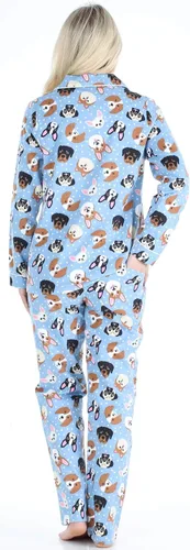 Vista 2 de PajamaMania - Pijama de franela de algodón, con manga larga y botones, para mujer