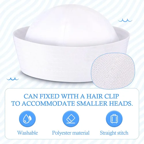 Vista 2 de SATINIOR Sombreros de marinero blancos sombreros de capitán azul marino sombrero de yate para adolescentes y adultos sombrero de pernacé disfraz
