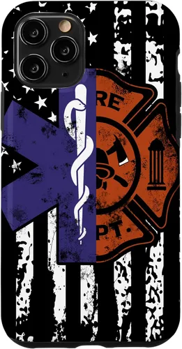 Vista 29 de EMT Firefighter Fire Rescue EMT - Funda de regalo con bandera americana para iPhone 17