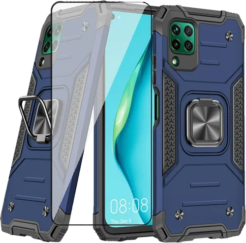 Vista 10 de Asuwish Funda compatible con Huawei P40 Lite y protector de pantalla de vidrio templado, accesorios para celda, soporte de anillo, fundas