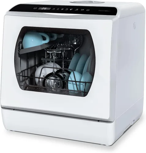 Vista 10 de Hermitlux Lavavajillas para encimera, 7 programas de lavado, mini lavavajillas portátil con tanque de agua integrado de 5 litros para apartamentos