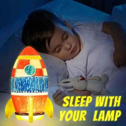 Vista 7 de HAPMARS Kit de lámpara de cohete para pintar tu propio cohete, suministros de arte de luz nocturna, kit de manualidades creativas, juguetes
