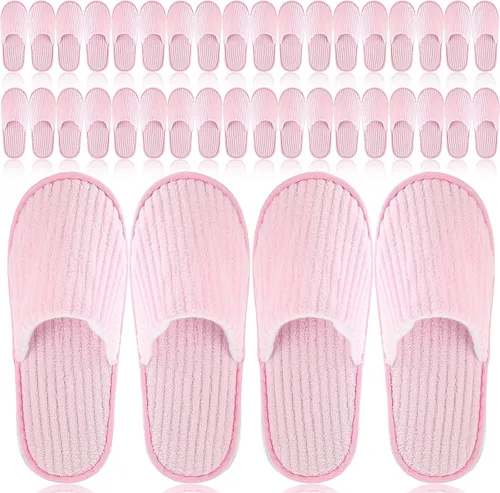 Vista 9 de Panitay 20 pares de pantuflas de spa reutilizables para invitados, lavables con triple capa de forro polar coral para el hogar, interiores, hoteles