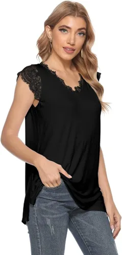 Vista 3 de Camiseta sin mangas Poetsky con cuello en V, holgada, informal, sin mangas, con corte lateral, para mujer