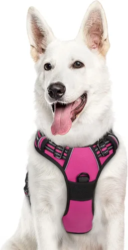 Vista 27 de Eagloo Arnés para perro pequeño, sin tirones, chaleco de servicio con tiras reflectantes y asa de control, ajustable y cómodo para caminar, arnés