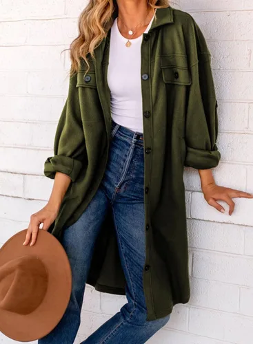 Vista 5 de Dokotoo Chaqueta de manga larga para mujer, para otoño e invierno, con botones, ajuste holgado