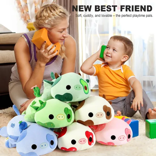 Vista 8 de Onsoyours Lindo peluche de vaca, suave peluche de aguacate amoroso, juguete de peluche esponjoso, almohada de aguacate, regalo para niños