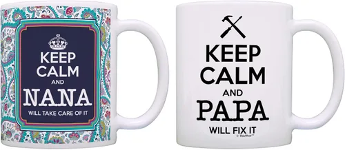 Vista 15 de Taza de té o café para regalo de cumpleaños con texto "Keep Calm and Nana Will Take Care of It", Rojo