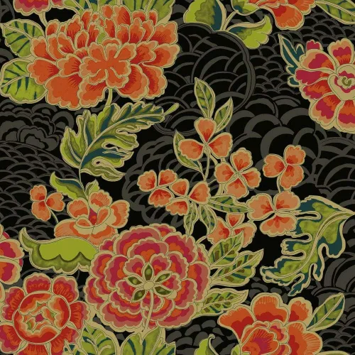 Vista 2 de RoomMates Waverly RMK11856RL Zen Garden - Papel tapiz autoadhesivo (18 pulgadas x 18.86 pies), fácil aplicación, sin residuos pegajosos, color negro