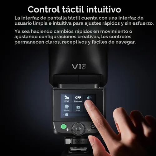 Vista 7 de GODOX V1 Mid S Godox Flash para Sony, 7.2V/2200mAh TTL 55Ws Flash de cabeza