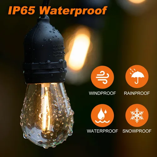 Vista 3 de TJOY Paquete de 24 bombillas LED S14 de repuesto, 1 vatio, inastillables y resistentes al agua para tiras de luces de exteriores, estilo Edison