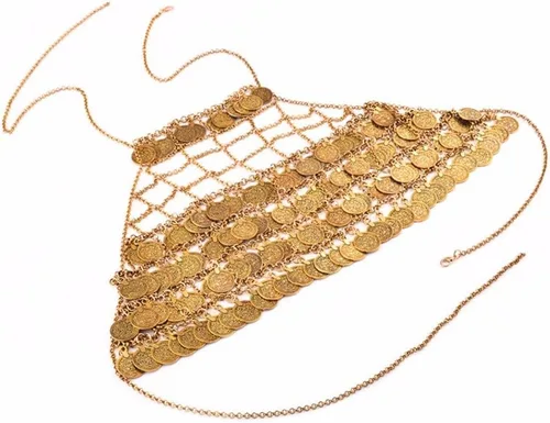Vista 6 de Cadenas de cuerpo de moda bohemia, cadenas de vientre, monedas, borla sexy, bikini de playa, arnés de ropa interior, collar de joyería corporal