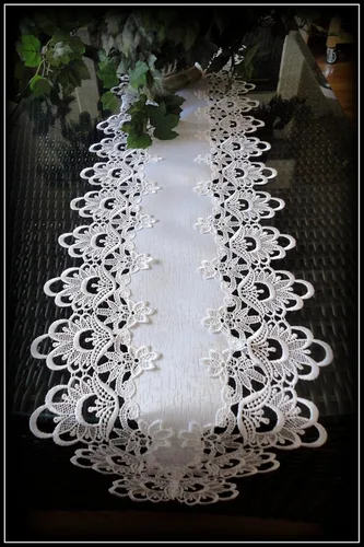 Vista 3 de 65 "Lace Dresser Bufanda Camino de mesa Flor Blanca Europeo Mantel Mantel