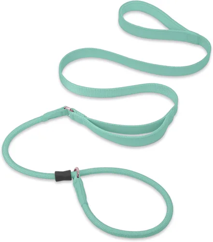 Vista 8 de Correa antideslizante para perro, correa de entrenamiento para perros con doble asa, correa antideslizante de cuero suave y collar, correa de nailon