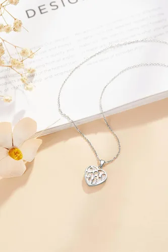 Vista 6 de SIUMAL Collares chapados en oro para mujer, collar de plata para mujer, collar de corazón delicado como regalo de cumpleaños para mujer