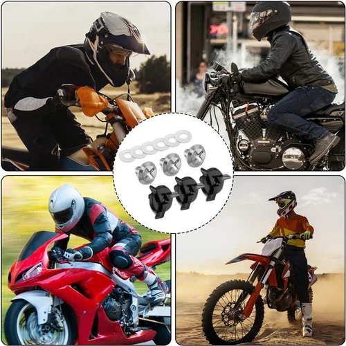 Vista 7 de NQEUEPN - 8 tornillos para casco de motocicleta, tornillos para visera de casco with 8pcs Rubber Washers Motorcycle Helmet Accessories