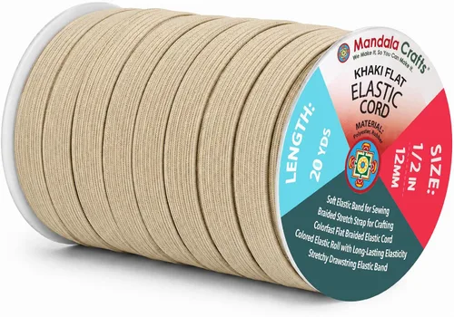 Vista 108 de Mandala Crafts 20 yardas 1/2 pulgada 0.472 in bandas elásticas beige