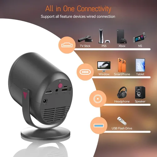 Vista 7 de KSAN Proyector con Soporte, [Enfoque Eléctrico] Proyector WiFi 1080P con Bluetooth, Proyector de Películas Portátil para Uso en Interiores