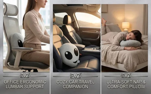 Vista 5 de Emoji Cara de Alienígena Cojín de Emoticón Relleno de Felpa Suave Almohada, Certificado Oficial, EvZ 31cm Gris
