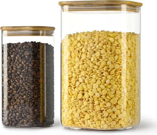 Vista 18 de D2scrma Recipientes herméticos cuadrados para especias de 5 onzas con tapa de bambú, juego de 12 con etiquetas negras, frasco apilable para especias