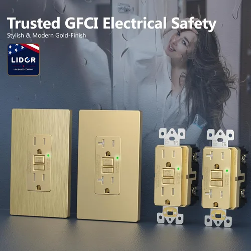 Vista 6 de LIDER GFCI Outlet 15Amp, autocomprobación resistente a manipulaciones Dorado