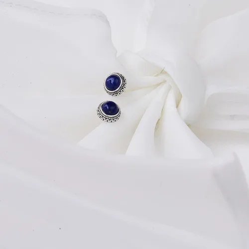 Vista 20 de Aretes de plata de ley con piedra natal de cristal real, joyería para mujer, moda occidental 925, envejecida, bohemia, hecha a mano, el mejor regalo