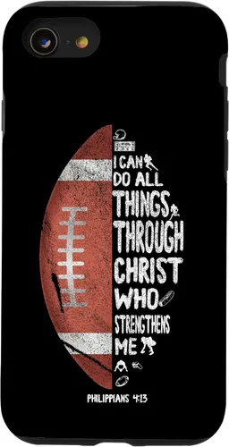 Vista 17 de iPhone 13 I can do all things through Christ Philippians 4:13 - Funda de fútbol