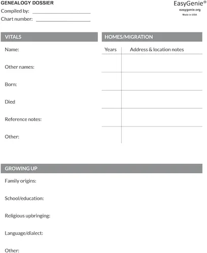 Vista 4 de EASYGENIE Kit de historias genealógicas: hojas de trabajo, gráficos y formularios para preservar la historia familiar y rastrear a los antepasados
