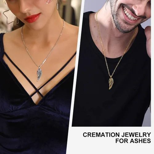 Vista 2 de Richsteel - Collar de urna de acero inoxidable, chapado en oro de 18 quilates, para cenizas humanas, resistente al agua, diferentes diseños
