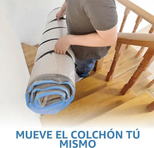 Vista 5 de Bolsa de vacío para colchón de espuma con cremallera azul y 4 correas