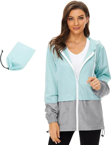 Vista 3 de Abrigos de lluvia para mujer, ligeros, impermeables, para exteriores, con capucha, impermeables plegables