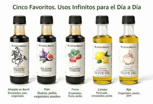 Vista 4 de Blazing Bella Juego de aceite de oliva y vinagre balsámico del chef - Caja de regalo de muestra