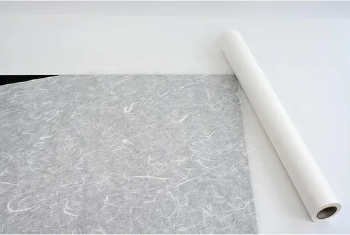 Vista 2 de Rollo de papel de morera tradicional coreano HanJi con textura de fibra natural UnYong-Ji Blanco 21.3 "x 787.4" (54 cm x 20 m)