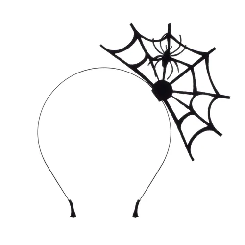Vista 2 de Telaraña de Halloween Fasciantor Spider Party Head Piece (araña negra)