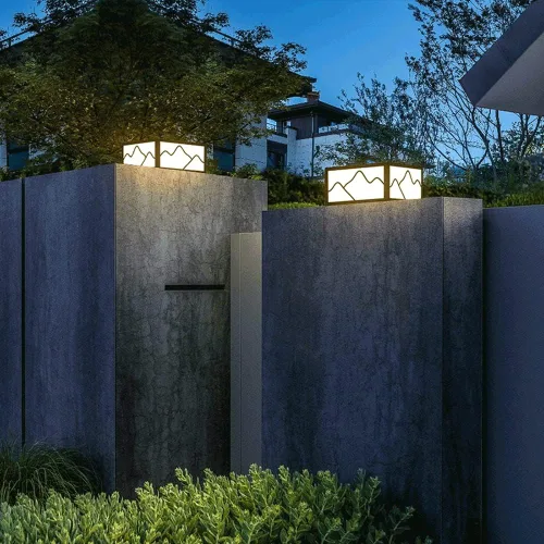 Vista 6 de Luces de poste al aire libre, lámpara solar LED para postes al aire libre, impermeable, luz de jardín moderna, cuadrada, acero inoxidable, lámpara