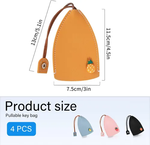 Vista 6 de Lindo 4PCS Estuche de llave de coche de cuero PU, Funda de llave extraíble