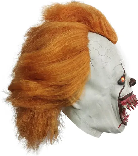 Vista 2 de Halloween Scary payaso máscara de látex capítulo dos ojos LED película de terror cabeza completa Cosplay traje fiesta de mascarada Prop