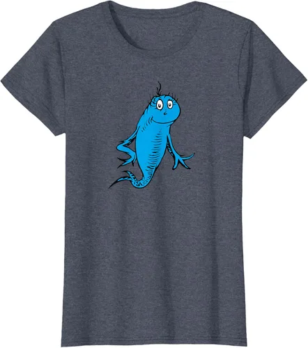 Vista 64 de Dr. Seuss Blue Fish Character - Camiseta con licencia oficial Negro