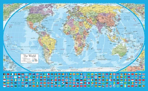 Vista 7 de Póster Mapa del Mundo Equal Earth - el diseño del mapa muestra los continentes en su verdadero tamaño relativo. (LAMINADO, 45,72 cm x 73,66 cm)