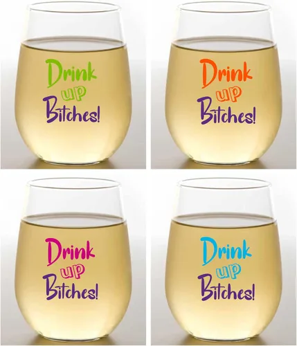 Vista 11 de Juego de 4 copas de vino de plástico inastillables de 16 onzas fabricadas en los Estados Unidos (LIFE'S A BEACH)