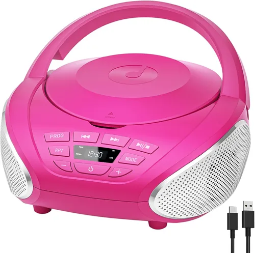 Vista 10 de Gueray Reproductor de CD portátil Boombox Radio Reproductores de CD con altavoces, audio para el hogar, radio FM, entrada AUX, soporte