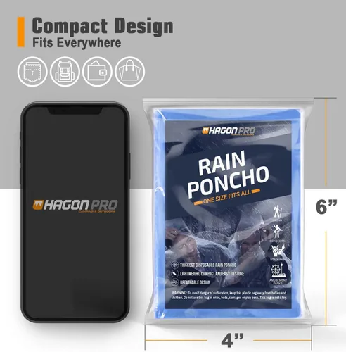 Vista 25 de Hagon PRO - Ponchos de lluvia desechables para adultos (paquete de 5)