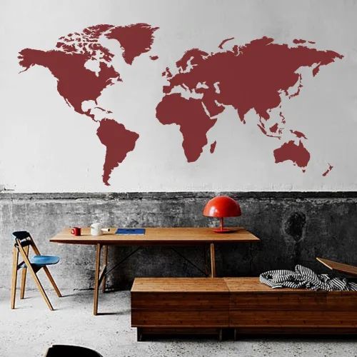 Vista 12 de Vinilo decorativo para pared, diseño de mapa del mundo, para el hogar y la oficina (negro, 24 pulgadas de alto x 48 pulgadas de ancho)