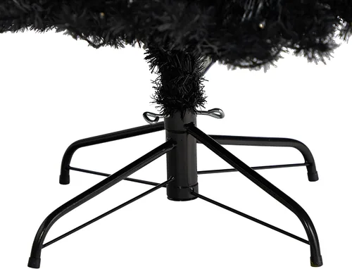 Vista 6 de Nearly Natural Árbol de Navidad artificial negro de 6 pies con 400 luces LED transparentes y 1036 puntas
