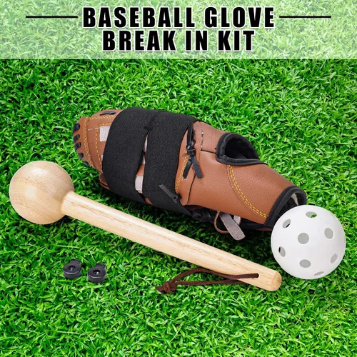 Vista 7 de Kit de guante de béisbol para hombres y adultos, mazo de guante de béisbol de estructura de una sola pieza, guantes de béisbol de madera, martillo