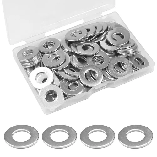 Vista 11 de 200 piezas arandelas planas de 1/4'', OD 5/8'', arandelas de acero inoxidable 304, arandelas de metal SAE para tornillos y pernos