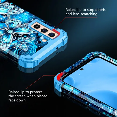 Vista 6 de Casetego Funda compatible con Galaxy S21 5G, tres capas, resistente, a prueba de golpes, protección completa, policarbonato duro y TPU suave
