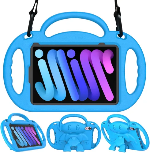Vista 13 de Funda para Niños para iPad Mini 7 (A17 Pro) 2024/ Mini 6 2021, Funda para iPad Mini 7ª/6ª Generación con Correa para Hombro - Resistente a Golpes