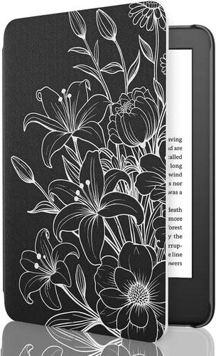 Vista 10 de MoKo Funda compatible con Kindle Basic de 11.ª generación 2024/2022 de 6 2-Flores de albaricoque.