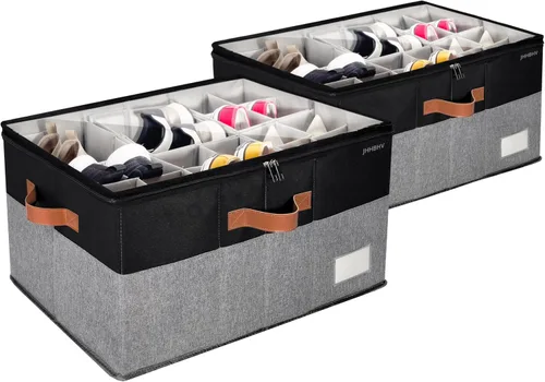 Vista 3 de Organizador de zapatos para armario, contenedores de almacenamiento ajustables para zapatos, grandes contenedores plegables de almacenamiento